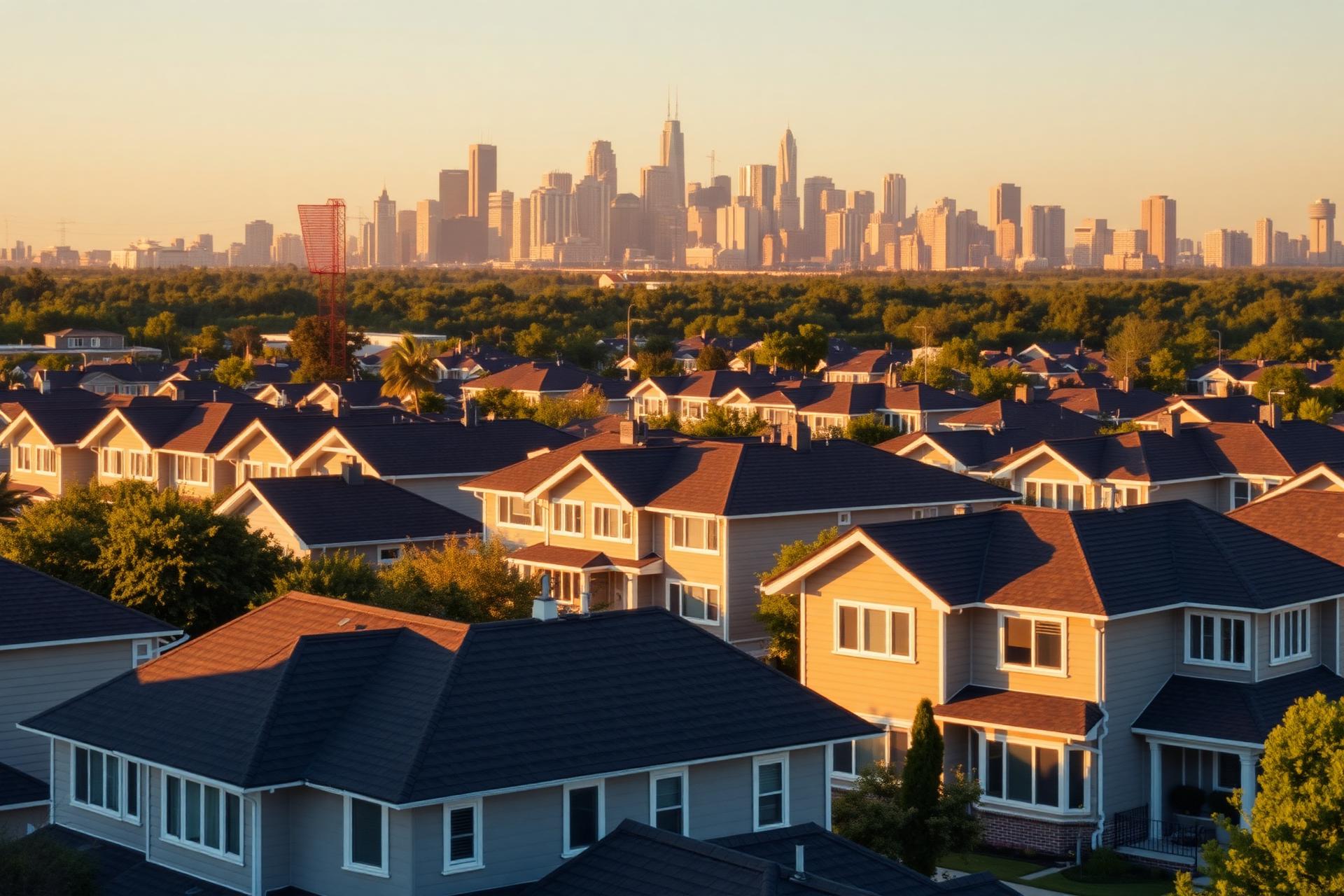 Real estate investment skyline at golden hour